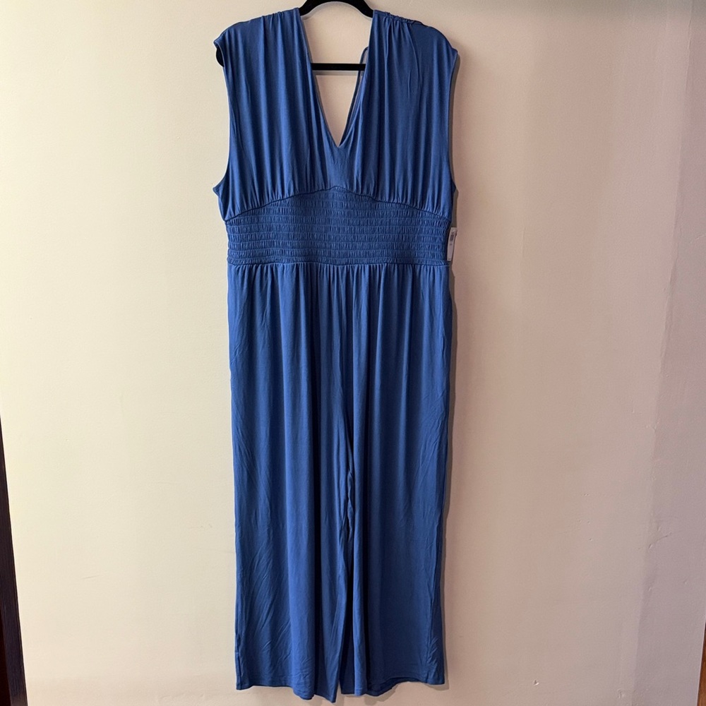 Old Navy Blue V-Neck Wide-Leg Jumpsuit